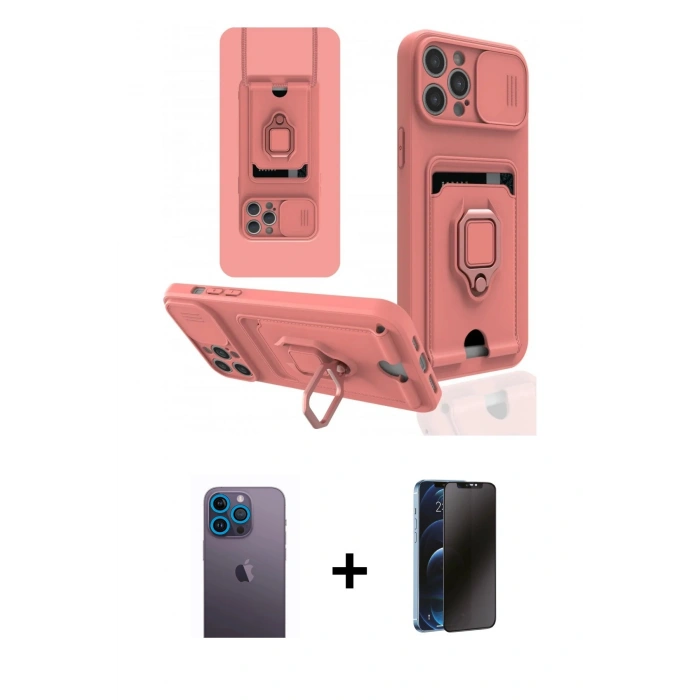 MARSİLYAN™- iPhone 12 Pro Kılıf Vadi Form Prime - Siyah 3D Antistatik Hayalet Cam Ekran Koruyucu + Neon Fosforlu Kamera Lens - MI
