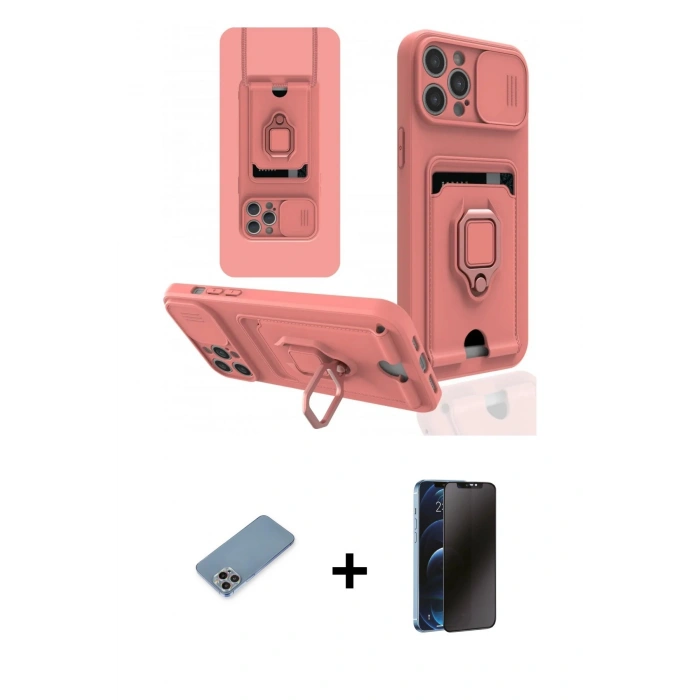 MARSİLYAN™- iPhone 12 Pro Kılıf Vadi Form Prime - Siyah 3D Antistatik Hayalet Cam Ekran Koruyucu + Shine Kamera Lens Koruma Cam - GI