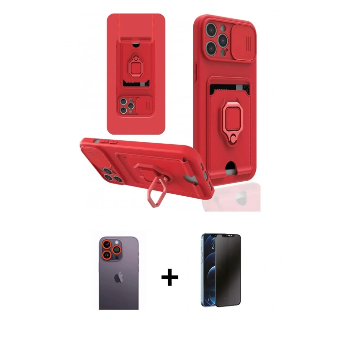 MARSİLYAN™- iPhone 12 Pro Kılıf Vadi Form Prime - Siyah 3D Antistatik Hayalet Cam Ekran Koruyucu + Neon Fosforlu Kamera Lens - TU