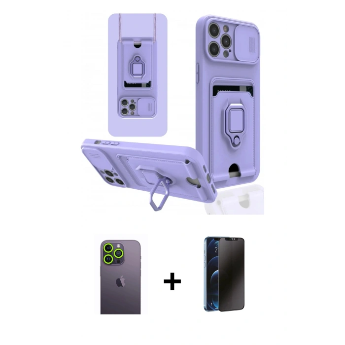 MARSİLYAN™- iPhone 12 Pro Kılıf Vadi Form Prime - Siyah 3D Antistatik Hayalet Cam Ekran Koruyucu + Neon Fosforlu Kamera Lens - YL
