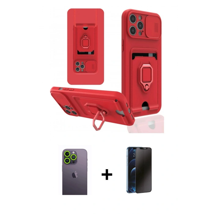 MARSİLYAN™- iPhone 12 Pro Kılıf Vadi Form Prime - Siyah 3D Antistatik Hayalet Cam Ekran Koruyucu + Neon Fosforlu Kamera Lens - YL