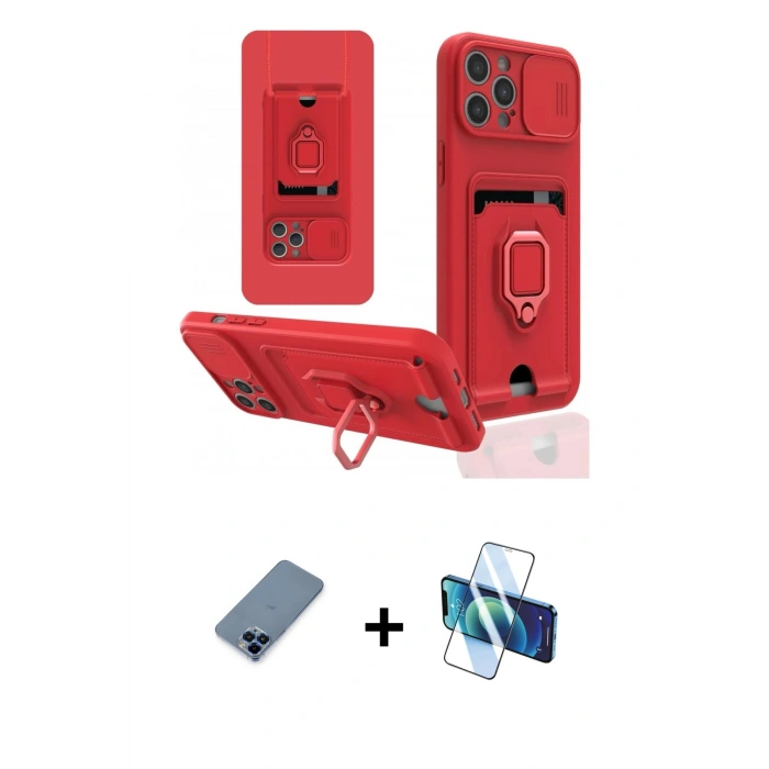 MARSİLYAN™- iPhone 12 Pro Kılıf Vadi Form Prime - Siyah 3D Antistatik Seramik Nano Ekran Koruyucu + Mavi Metal Kamera Lens Koruma Cam