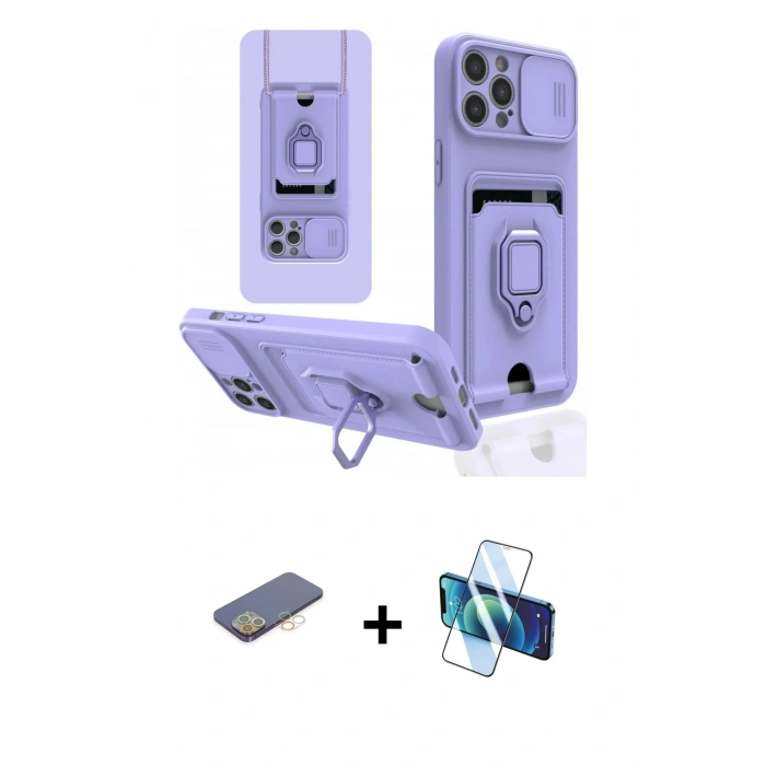 MARSİLYAN™- iPhone 12 Pro Kılıf Vadi Form Prime - Siyah 3D Antistatik Seramik Nano Ekran Koruyucu + Renkli Kamera Lens Koruma Cam - SI