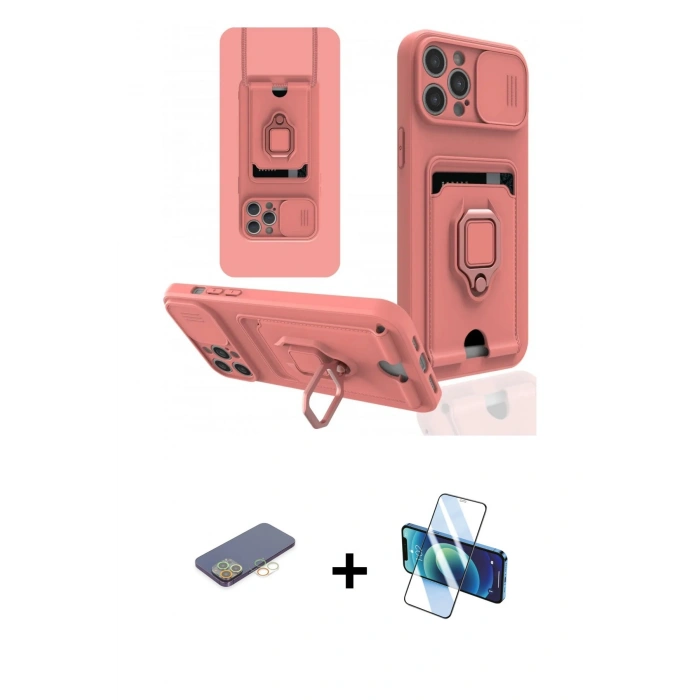 MARSİLYAN™- iPhone 12 Pro Kılıf Vadi Form Prime - Siyah 3D Antistatik Seramik Nano Ekran Koruyucu + Renkli Kamera Lens Koruma Cam - SI