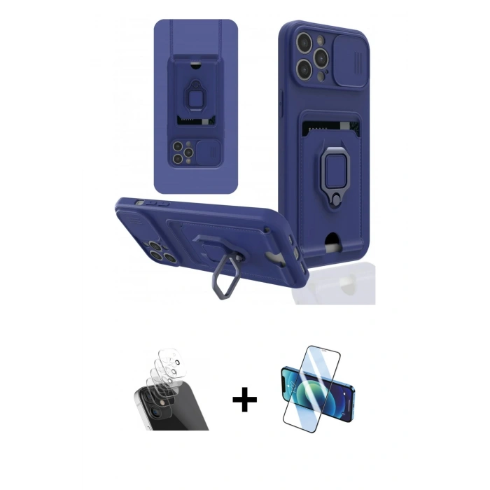 MARSİLYAN™- iPhone 12 Pro Kılıf Vadi Form Prime - Siyah 3D Antistatik Seramik Nano Ekran Koruyucu + Kamera Lens Koruma Cam - SF