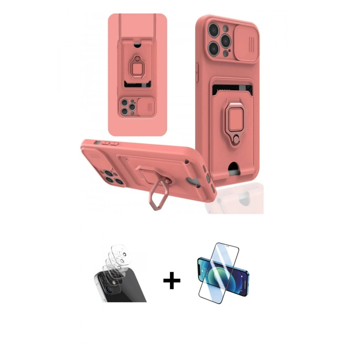 MARSİLYAN™- iPhone 12 Pro Kılıf Vadi Form Prime - Siyah 3D Antistatik Seramik Nano Ekran Koruyucu + Kamera Lens Koruma Cam - SF