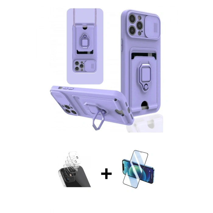 MARSİLYAN™- iPhone 12 Pro Kılıf Vadi Form Prime - Siyah 3D Antistatik Seramik Nano Ekran Koruyucu + Kamera Lens Koruma Cam - SF