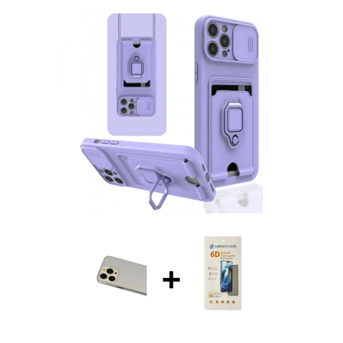 MARSİLYAN™- iPhone 12 Pro Kılıf Vadi Form Prime - Siyah 6D Mat Seramik Hayalet Nano Ekran Koruyucu + Rainbow Kamera Lens Koruma Cam - GD