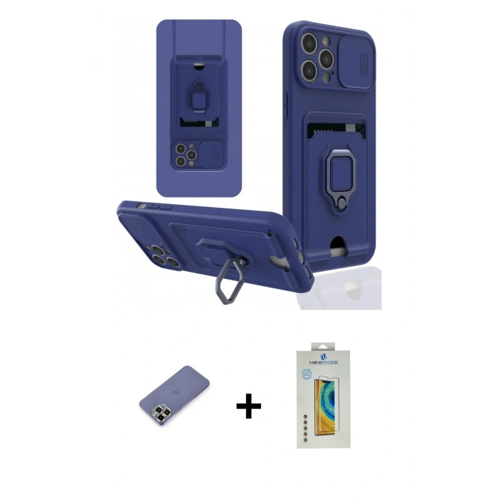 MARSİLYAN™- iPhone 12 Pro Kılıf Vadi Form Prime - Siyah Polymer Nano Ekran Koruyucu + Metal Kamera Lens Koruma Cam - GD
