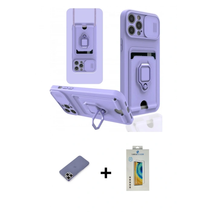MARSİLYAN™- iPhone 12 Pro Kılıf Vadi Form Prime - Siyah Polymer Nano Ekran Koruyucu + Metal Kamera Lens Koruma Cam - GD