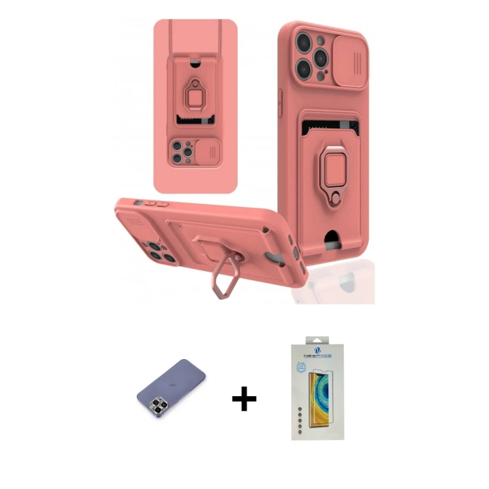 MARSİLYAN™- iPhone 12 Pro Kılıf Vadi Form Prime - Siyah Polymer Nano Ekran Koruyucu + Metal Kamera Lens Koruma Cam - GD