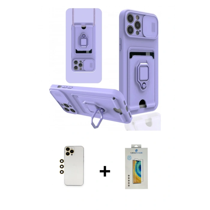 MARSİLYAN™- iPhone 12 Pro Kılıf Vadi Form Prime - Siyah Polymer Nano Ekran Koruyucu + Shine Kamera Lens - GD