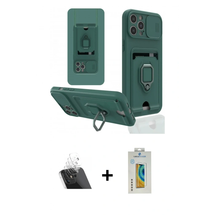 MARSİLYAN™- iPhone 12 Pro Kılıf Vadi Form Prime - Siyah Polymer Nano Ekran Koruyucu + Kamera Lens Koruma Cam - SF