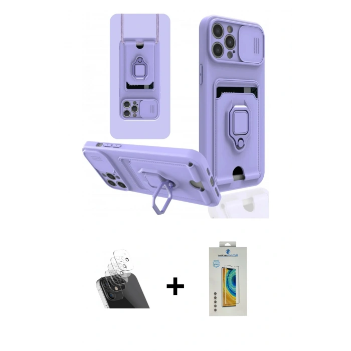 MARSİLYAN™- iPhone 12 Pro Kılıf Vadi Form Prime - Siyah Polymer Nano Ekran Koruyucu + Kamera Lens Koruma Cam - SF