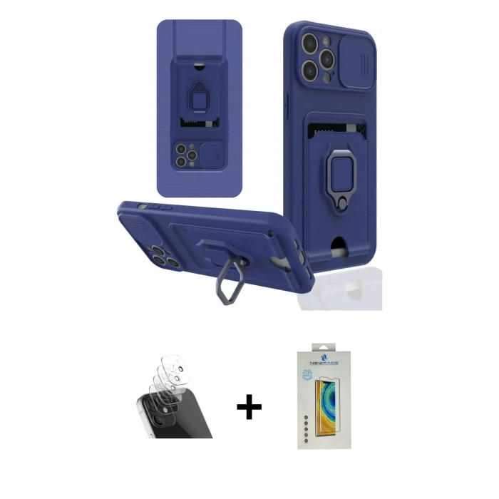 MARSİLYAN™- iPhone 12 Pro Kılıf Vadi Form Prime - Siyah Polymer Nano Ekran Koruyucu + Kamera Lens Koruma Cam - SF
