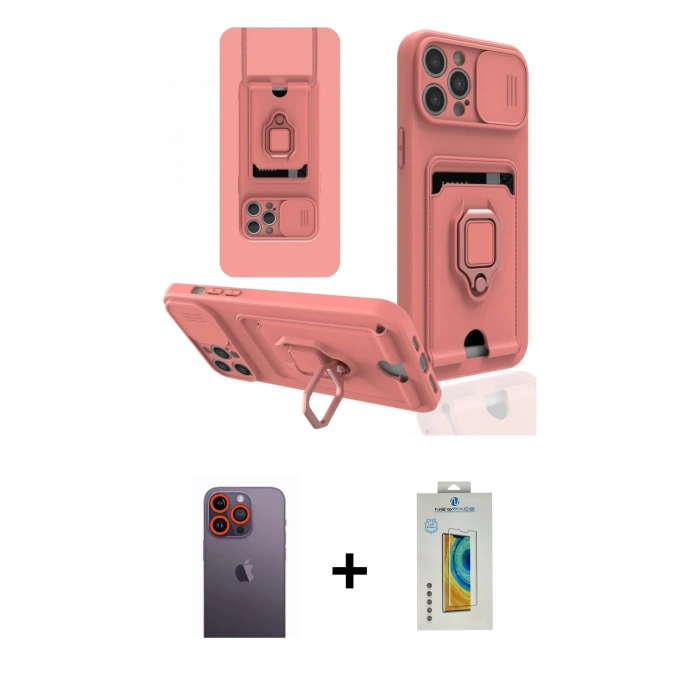 MARSİLYAN™- iPhone 12 Pro Kılıf Vadi Form Prime - Siyah Polymer Nano Ekran Koruyucu + Neon Fosforlu Kamera Lens - TU