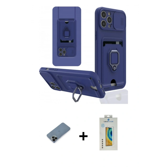 MARSİLYAN™- iPhone 12 Pro Kılıf Vadi Form Prime - Siyah Polymer Nano Ekran Koruyucu + Shine Kamera Lens Koruma Cam - SH