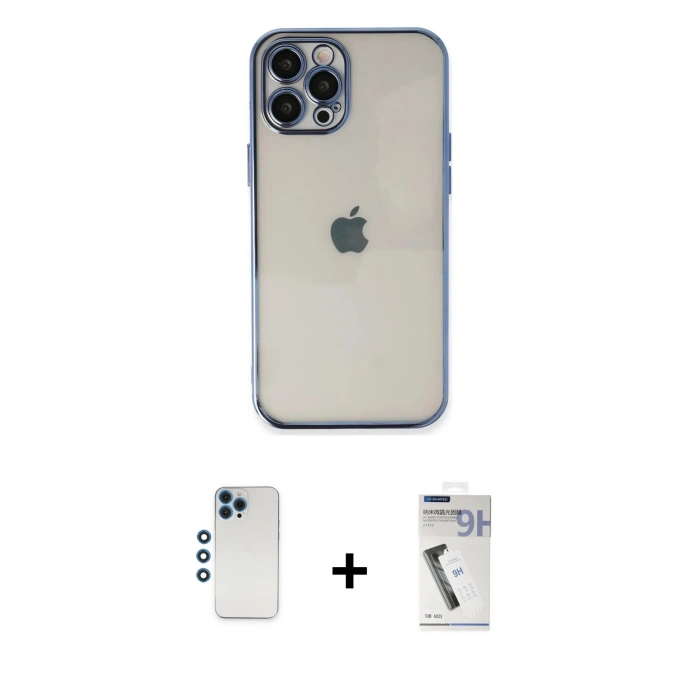 MARSİLYAN™- iPhone 12 Pro Kılıf Vadi Minimal - Şeffaf Uv Polymer Nano Ekran Koruyucu + Shine Kamera Lens - MI