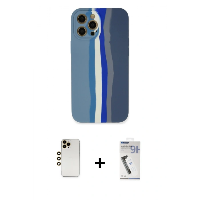 MARSİLYAN™- iPhone 12 Pro Kılıf Yadigar Çizgi - Şeffaf Uv Polymer Nano Ekran Koruyucu + Shine Kamera Lens - GD