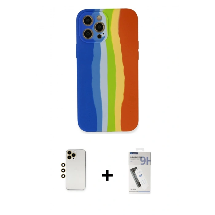 MARSİLYAN™- iPhone 12 Pro Kılıf Yadigar Çizgi - Şeffaf Uv Polymer Nano Ekran Koruyucu + Shine Kamera Lens - GD