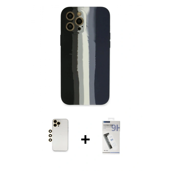 MARSİLYAN™- iPhone 12 Pro Kılıf Yadigar Çizgi - Şeffaf Uv Polymer Nano Ekran Koruyucu + Shine Kamera Lens - GD
