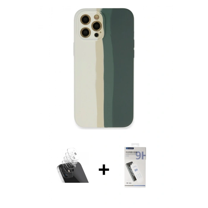 MARSİLYAN™- iPhone 12 Pro Kılıf Yadigar Çizgi - Şeffaf Uv Polymer Nano Ekran Koruyucu + Kamera Lens Koruma Cam - SF