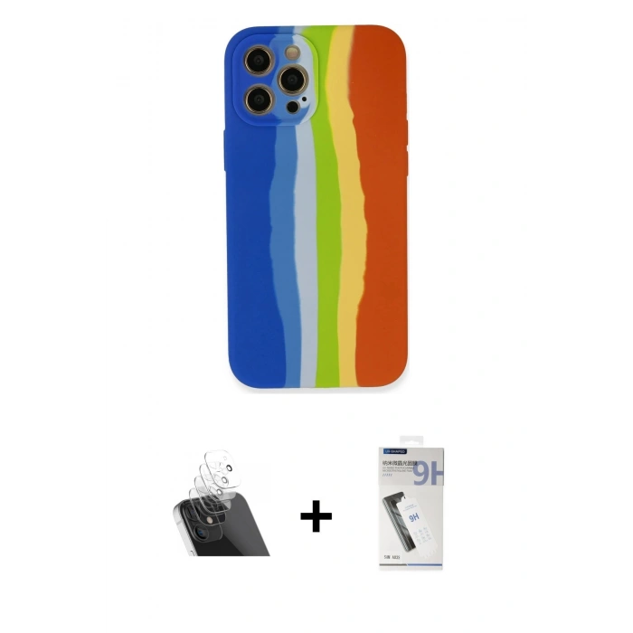MARSİLYAN™- iPhone 12 Pro Kılıf Yadigar Çizgi - Şeffaf Uv Polymer Nano Ekran Koruyucu + Kamera Lens Koruma Cam - SF