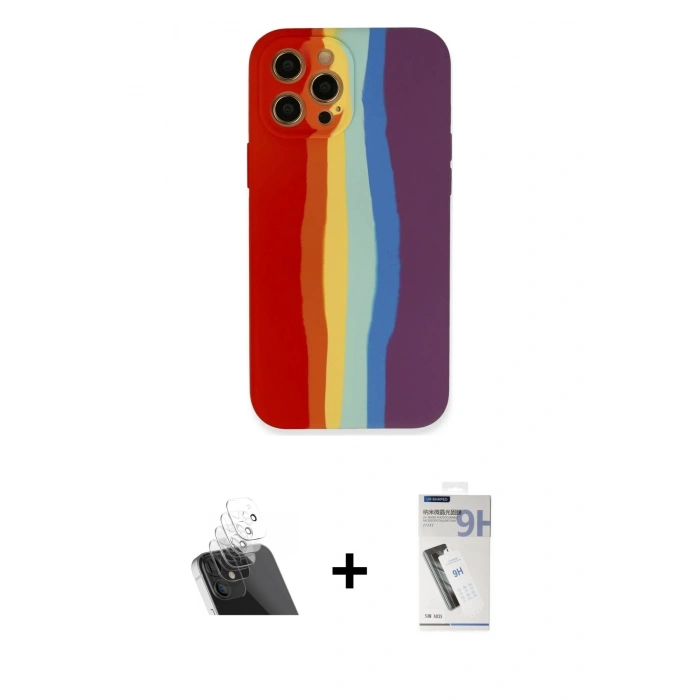 MARSİLYAN™- iPhone 12 Pro Kılıf Yadigar Çizgi - Şeffaf Uv Polymer Nano Ekran Koruyucu + Kamera Lens Koruma Cam - SF