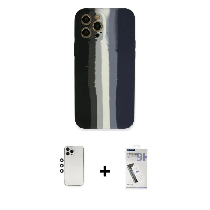 MARSİLYAN™- iPhone 12 Pro Kılıf Yadigar Çizgi - Şeffaf Uv Polymer Nano Ekran Koruyucu + Shine Kamera Lens - GS