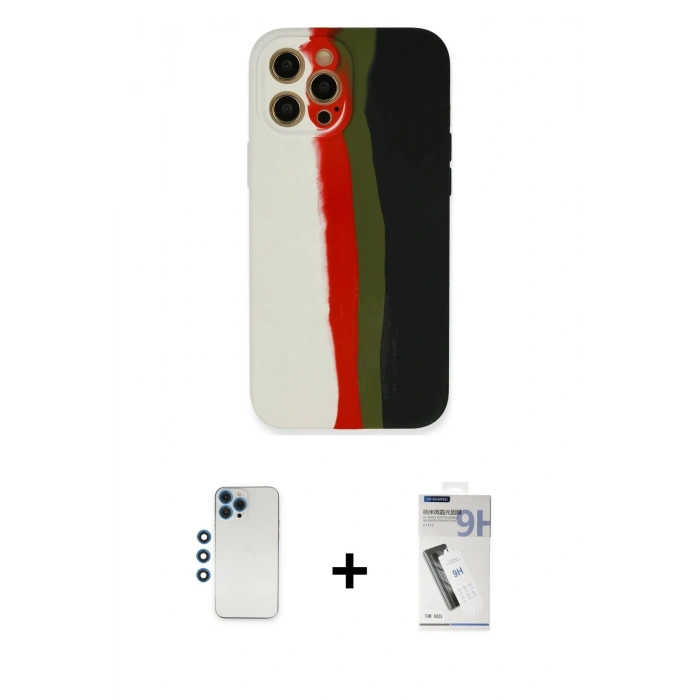 MARSİLYAN™- iPhone 12 Pro Kılıf Yadigar Çizgi - Şeffaf Uv Polymer Nano Ekran Koruyucu + Shine Kamera Lens - MI