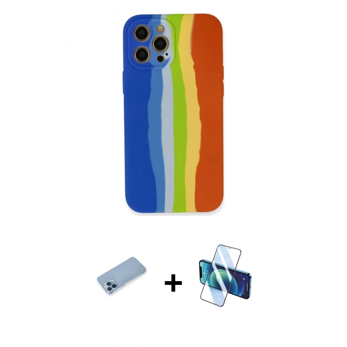 MARSİLYAN™- iPhone 12 Pro Kılıf Yadigar Çizgi - Siyah 3D Antistatik Seramik Nano Ekran Koruyucu + Shine Kamera Lens Koruma Cam - MI
