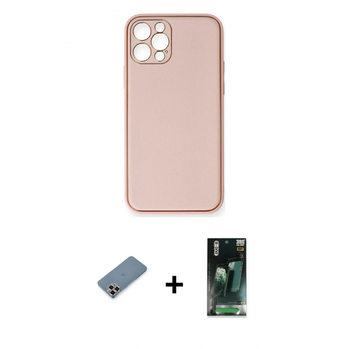 MARSİLYAN™- iPhone 12 Pro Kılıf Yadigar Klasik - Şeffaf 360 Full Body Arka Koruyucu + Metal Kamera Lens Koruma Cam - MR