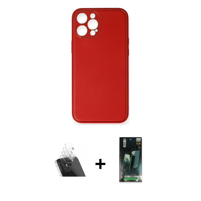 MARSİLYAN™- iPhone 12 Pro Kılıf Yadigar Klasik - Şeffaf 360 Full Body Arka Koruyucu + Kamera Lens Koruma Cam - SF