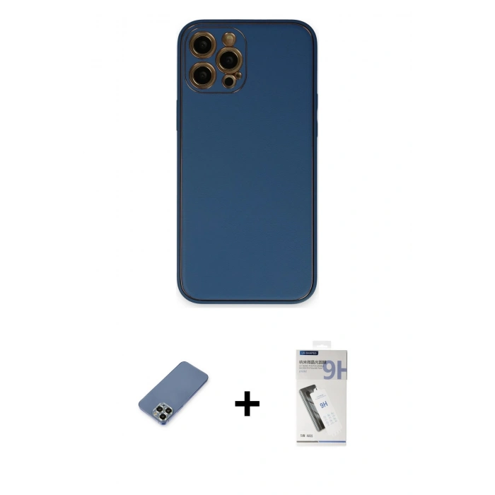 MARSİLYAN™- iPhone 12 Pro Kılıf Yadigar Klasik - Şeffaf Uv Polymer Nano Ekran Koruyucu + Metal Kamera Lens Koruma Cam - AKYL