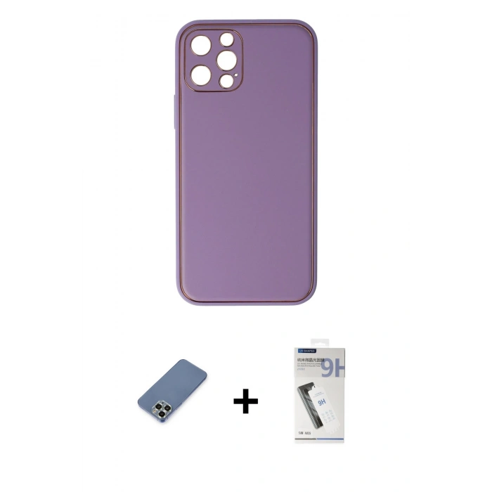 MARSİLYAN™- iPhone 12 Pro Kılıf Yadigar Klasik - Şeffaf Uv Polymer Nano Ekran Koruyucu + Metal Kamera Lens Koruma Cam - AKYL