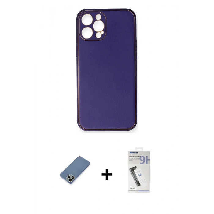 MARSİLYAN™- iPhone 12 Pro Kılıf Yadigar Klasik - Şeffaf Uv Polymer Nano Ekran Koruyucu + Metal Kamera Lens Koruma Cam - AKYL