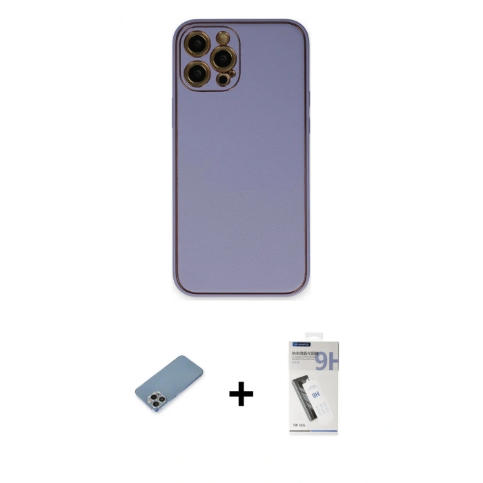MARSİLYAN™- iPhone 12 Pro Kılıf Yadigar Klasik - Şeffaf Uv Polymer Nano Ekran Koruyucu + Shine Kamera Lens Koruma Cam - GI
