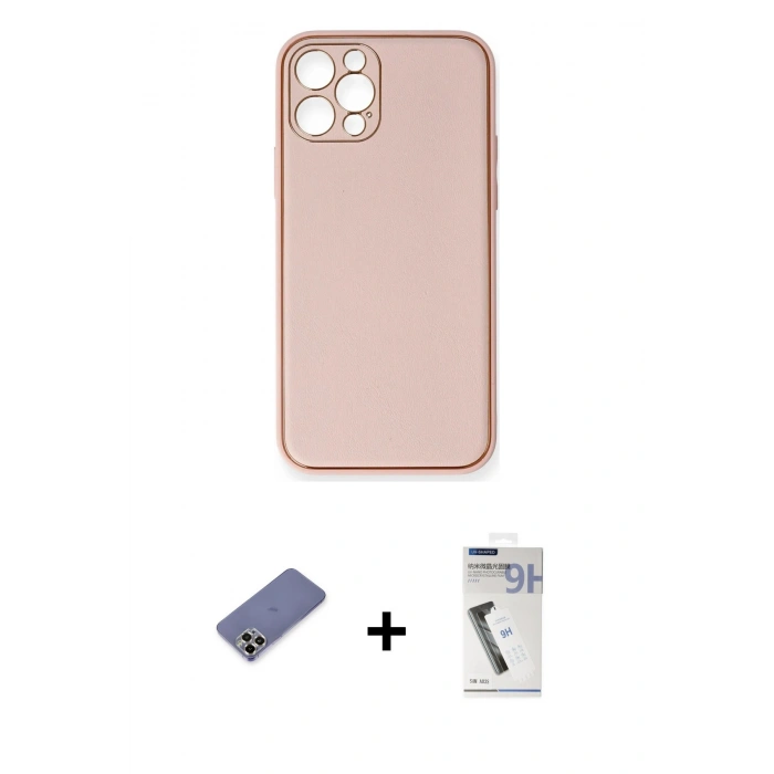 MARSİLYAN™- iPhone 12 Pro Kılıf Yadigar Klasik - Şeffaf Uv Polymer Nano Ekran Koruyucu + Metal Kamera Lens Koruma Cam - GD