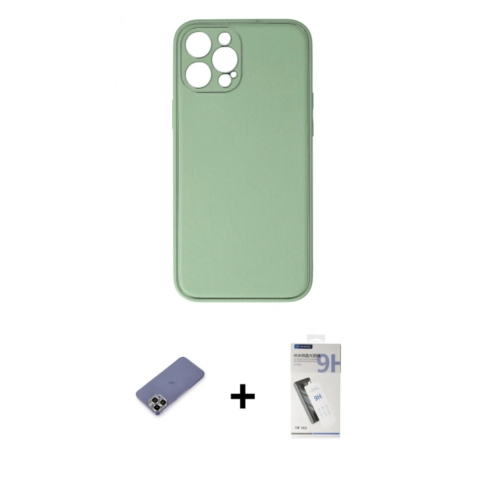 MARSİLYAN™- iPhone 12 Pro Kılıf Yadigar Klasik - Şeffaf Uv Polymer Nano Ekran Koruyucu + Metal Kamera Lens Koruma Cam - GD