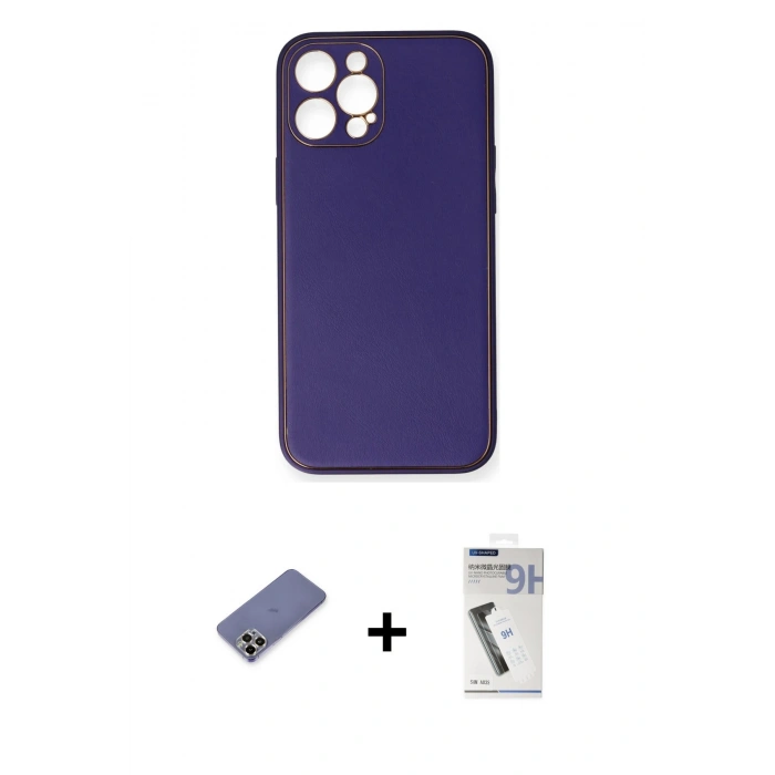 MARSİLYAN™- iPhone 12 Pro Kılıf Yadigar Klasik - Şeffaf Uv Polymer Nano Ekran Koruyucu + Metal Kamera Lens Koruma Cam - GD