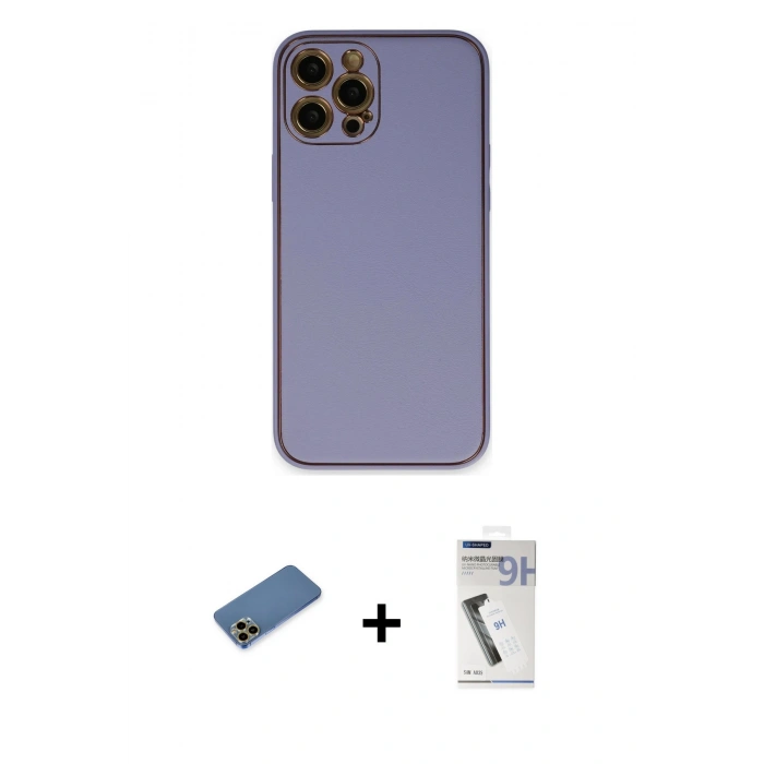 MARSİLYAN™- iPhone 12 Pro Kılıf Yadigar Klasik - Şeffaf Uv Polymer Nano Ekran Koruyucu + Shine Kamera Lens Koruma Cam - GD