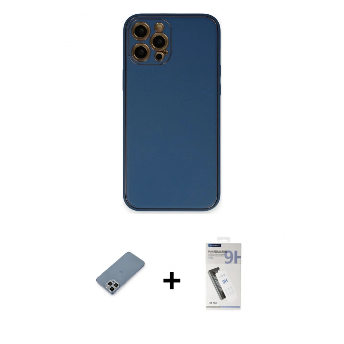 MARSİLYAN™- iPhone 12 Pro Kılıf Yadigar Klasik - Şeffaf Uv Polymer Nano Ekran Koruyucu + Metal Kamera Lens Koruma Cam - GS