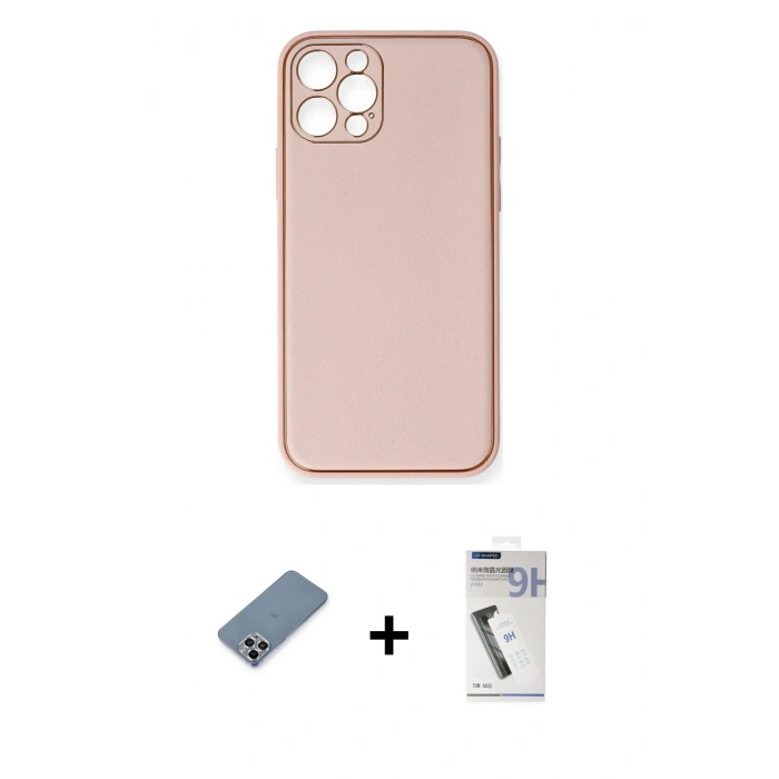 MARSİLYAN™- iPhone 12 Pro Kılıf Yadigar Klasik - Şeffaf Uv Polymer Nano Ekran Koruyucu + Metal Kamera Lens Koruma Cam - GS
