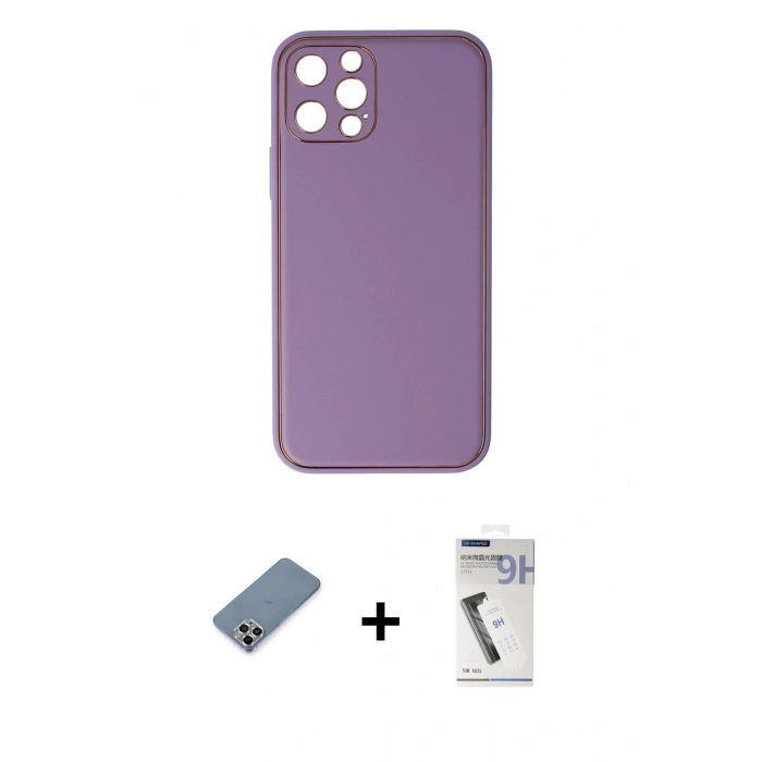 MARSİLYAN™- iPhone 12 Pro Kılıf Yadigar Klasik - Şeffaf Uv Polymer Nano Ekran Koruyucu + Metal Kamera Lens Koruma Cam - GS