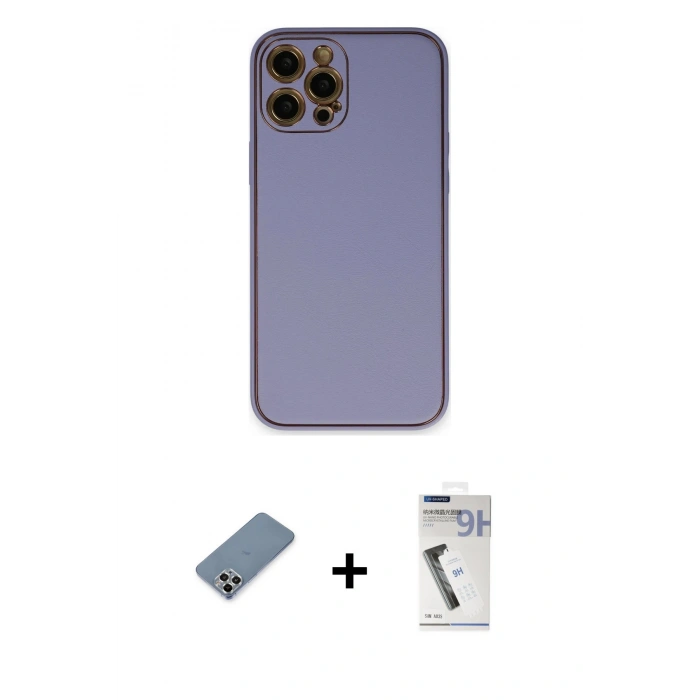 MARSİLYAN™- iPhone 12 Pro Kılıf Yadigar Klasik - Şeffaf Uv Polymer Nano Ekran Koruyucu + Metal Kamera Lens Koruma Cam - GS
