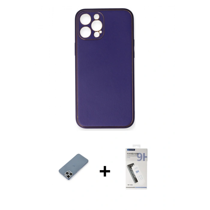 MARSİLYAN™- iPhone 12 Pro Kılıf Yadigar Klasik - Şeffaf Uv Polymer Nano Ekran Koruyucu + Metal Kamera Lens Koruma Cam - GS