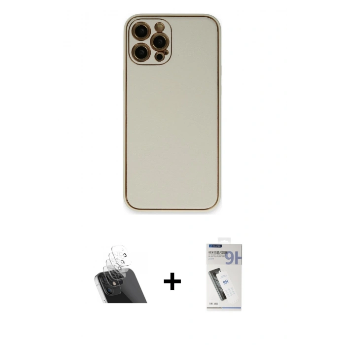 MARSİLYAN™- iPhone 12 Pro Kılıf Yadigar Klasik - Şeffaf Uv Polymer Nano Ekran Koruyucu + Kamera Lens Koruma Cam - SF