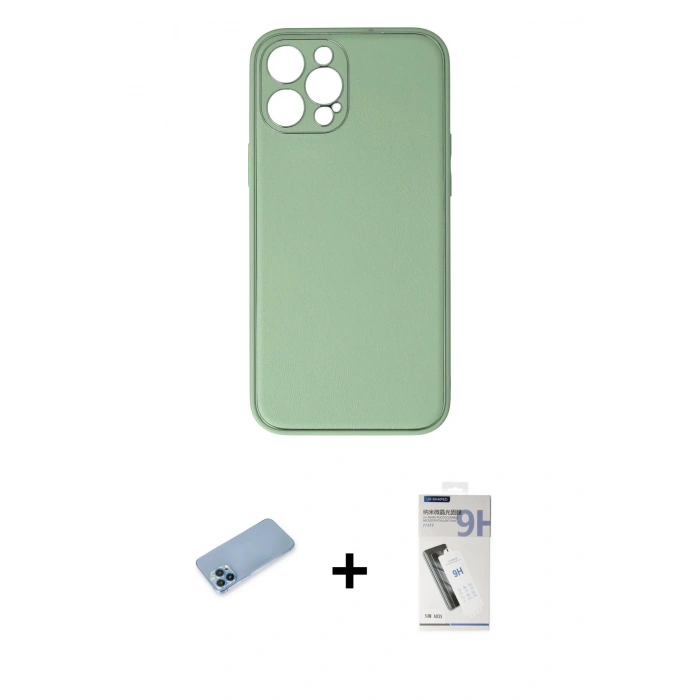 MARSİLYAN™- iPhone 12 Pro Kılıf Yadigar Klasik - Şeffaf Uv Polymer Nano Ekran Koruyucu + Shine Kamera Lens Koruma Cam - MI