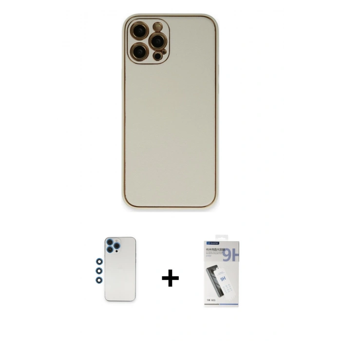 MARSİLYAN™- iPhone 12 Pro Kılıf Yadigar Klasik - Şeffaf Uv Polymer Nano Ekran Koruyucu + Shine Kamera Lens - MI