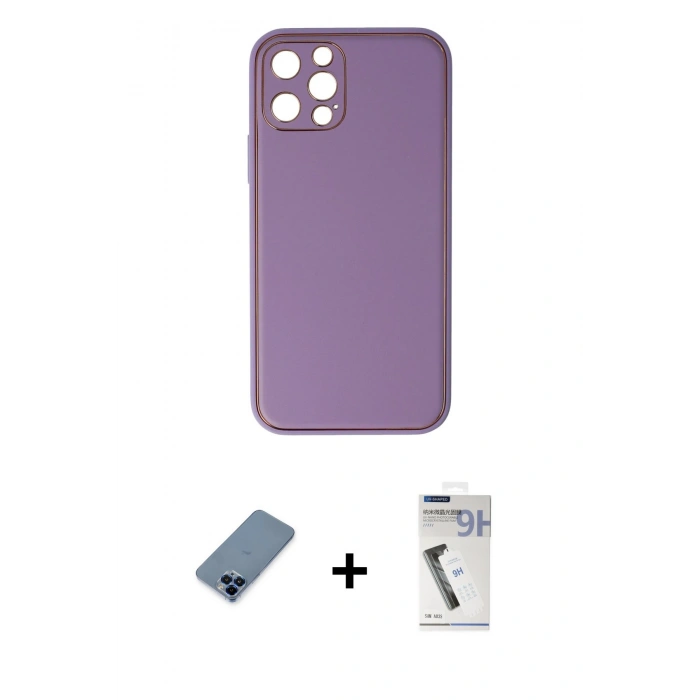 MARSİLYAN™- iPhone 12 Pro Kılıf Yadigar Klasik - Şeffaf Uv Polymer Nano Ekran Koruyucu + Metal Kamera Lens Koruma Cam - MI